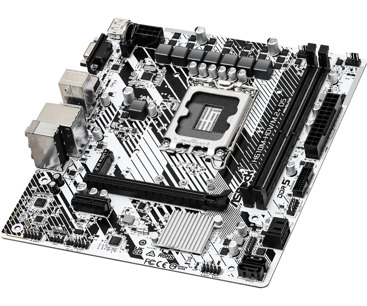 ASRock H610M - HDV/M.2+ D5 LGA 1700 Socket Intel Motherboard | 90 - MXBM50 - A0UAYZ - Vektra Computers LLC ASRock H610M - HDV/M.2+ D5 LGA 1700 Socket Intel Motherboard | 90 - MXBM50 - A0UAYZ - Vektra Computers LLC